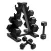 CAP Barbell 100 lb Cast Iron Hex Dumbbell Weight Set With Storage Rack, Black, Strength Training Free Weights