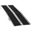 HOMCOM 8ft Aluminum Access Ramp, Portable, Non-Skid Surface, Easy Storage, for Quick Access, Steps, Doorways, Black
