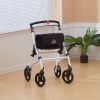 HOMCOM Upright Walker Rollator, Rolling Walker with Storage Bag, Tray, Dual Brakes, Adjustable Height, for Seniors, White